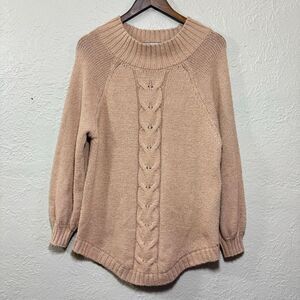 Cozy Co Cozy Casual Cable Knit Sweater 1X Pullover‎ Mock Neck Neutral Minimalist